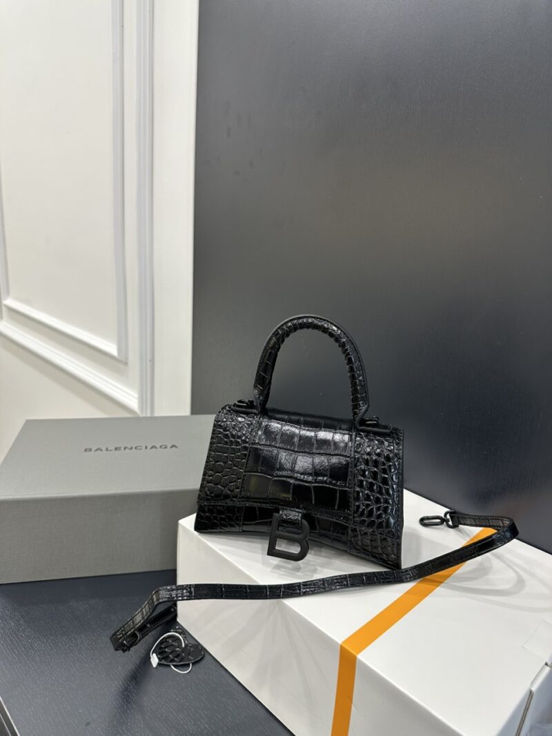 TÚI XÁCH BALENCIAGA HOURGLASS XS TOP HANDLE BAG NGUYÊN BẢN SIZE19 MÀU ĐEN