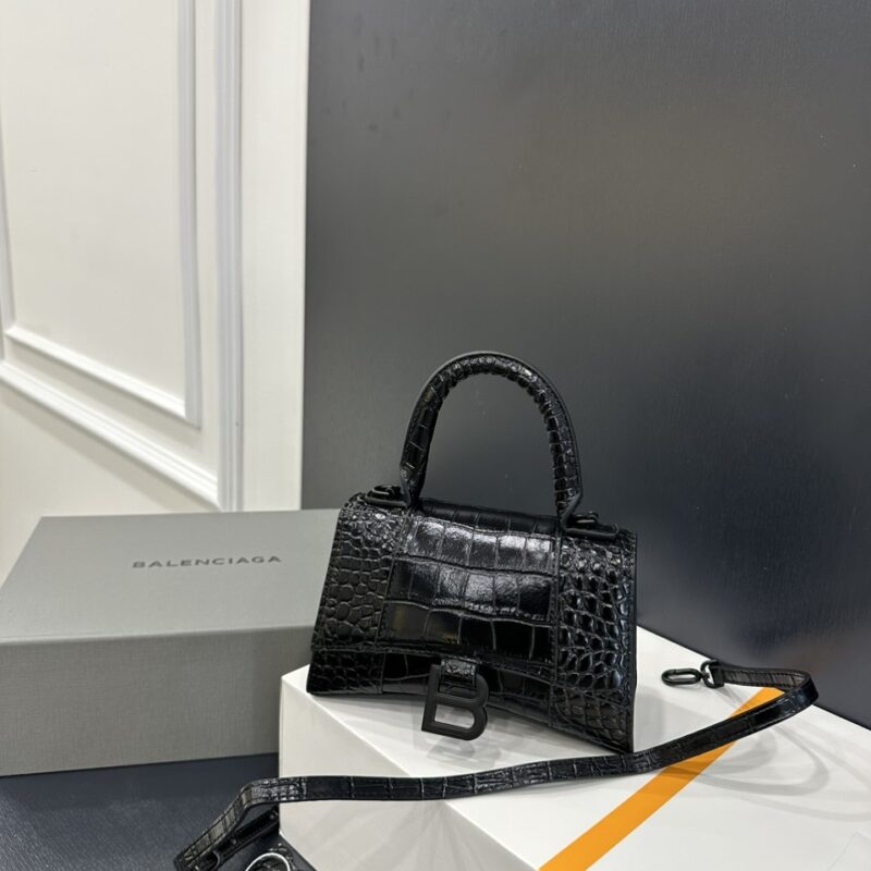 TÚI XÁCH BALENCIAGA HOURGLASS XS TOP HANDLE BAG NGUYÊN BẢN SIZE19 MÀU ĐEN