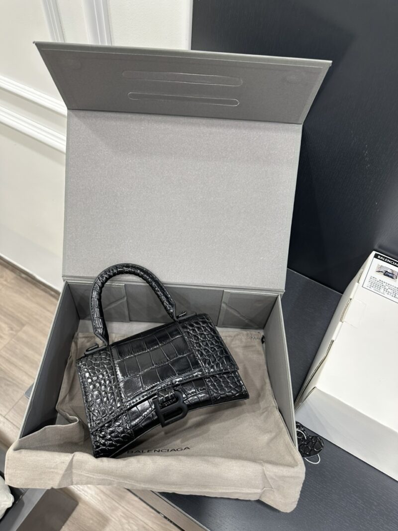 TÚI XÁCH BALENCIAGA HOURGLASS XS TOP HANDLE BAG NGUYÊN BẢN SIZE19 MÀU ĐEN