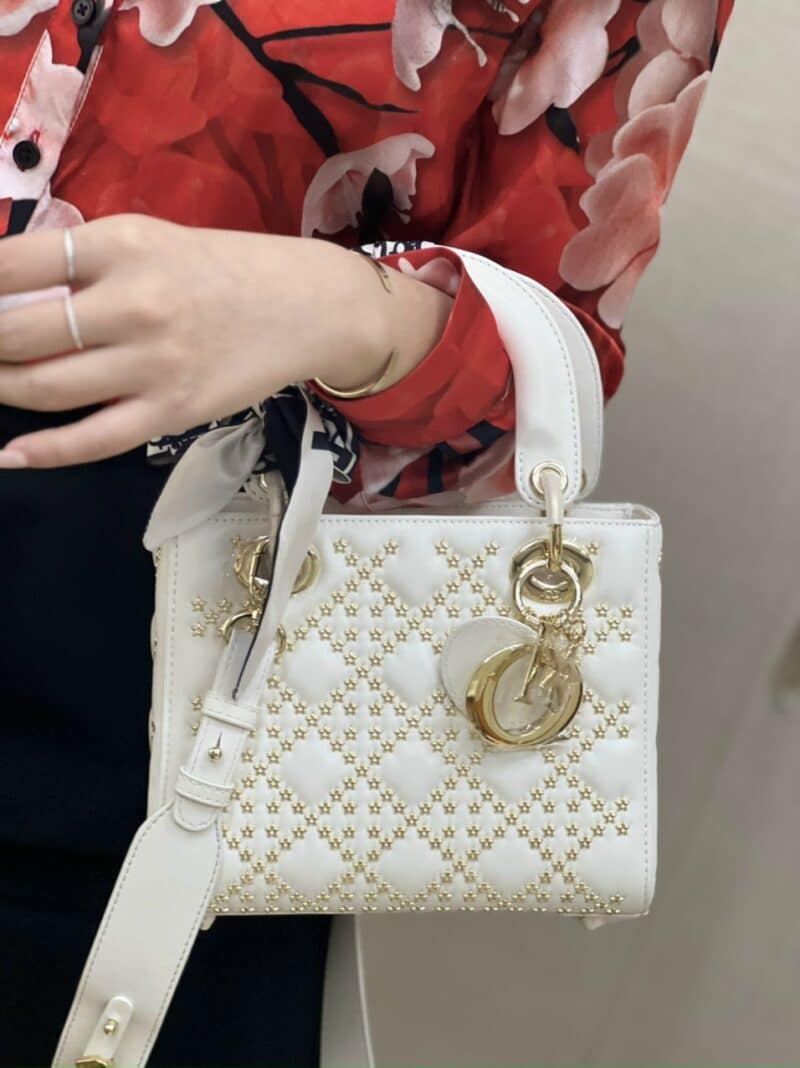 TÚI LADY DIOR BAG IN BLACK CANNAGE SATIN SMALL SIZE NGUYÊN BẢN