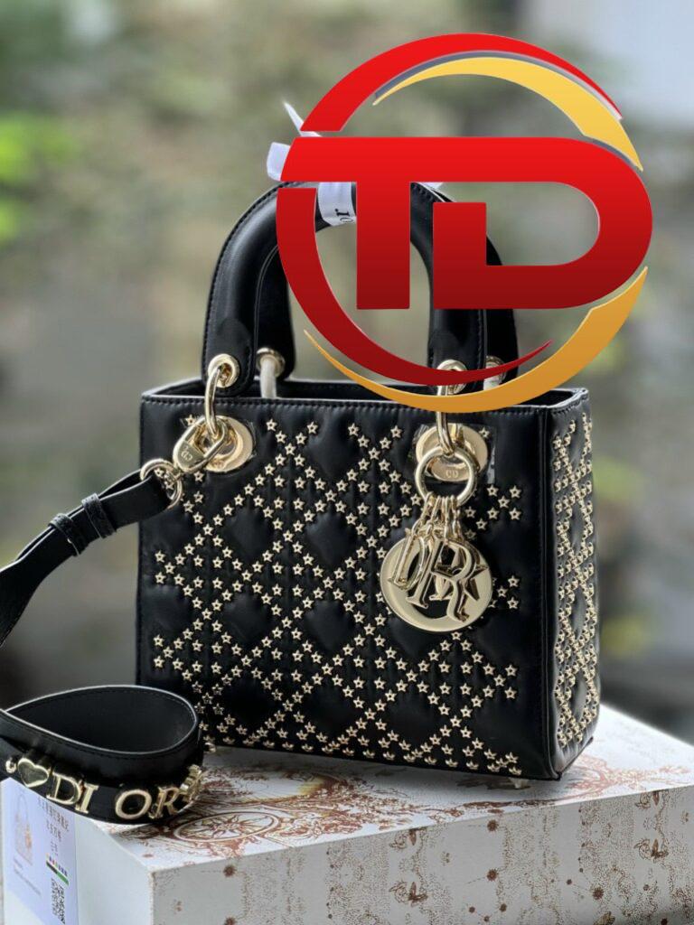 TÚI LADY DIOR BAG IN BLACK CANNAGE SATIN SMALL SIZE NGUYÊN BẢN