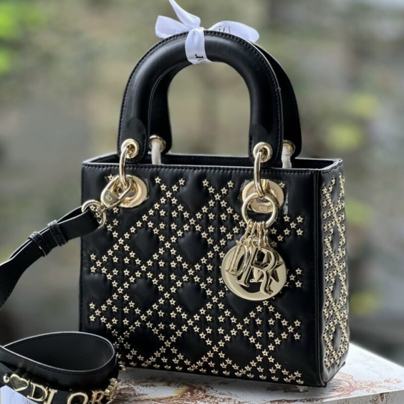 TÚI LADY DIOR BAG IN BLACK CANNAGE SATIN SMALL SIZE NGUYÊN BẢN