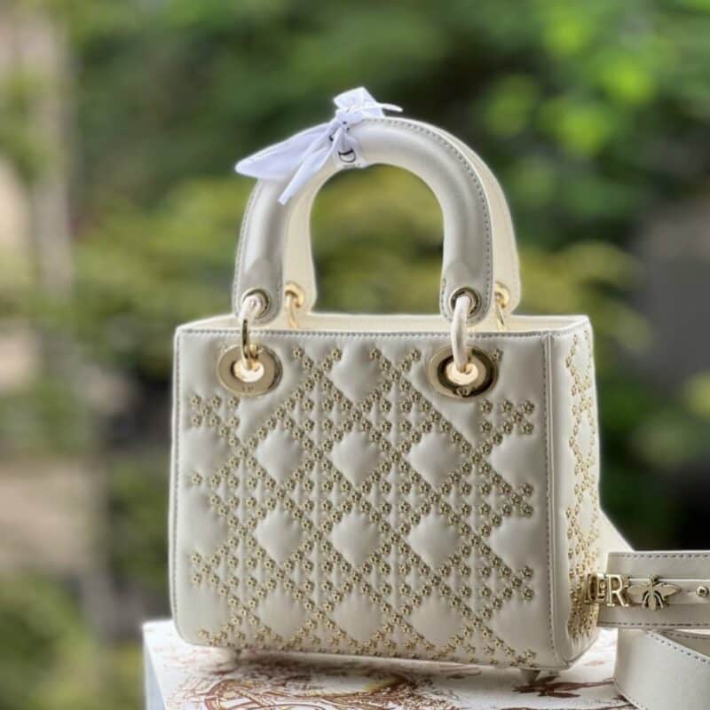 TÚI LADY DIOR BAG IN BLACK CANNAGE SATIN SMALL SIZE NGUYÊN BẢN
