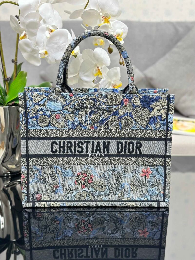 TÚI DIOR WOMEN BOOK TOTE MEDIUM SIZE SIÊU CẤP HOA XANH