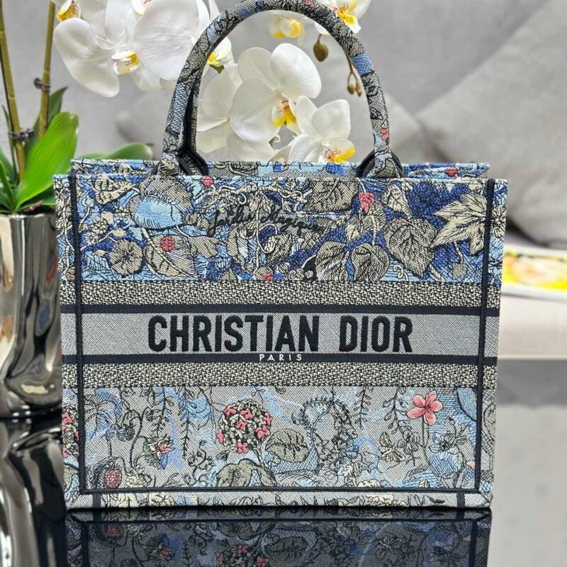 TÚI DIOR WOMEN BOOK TOTE MEDIUM SIZE SIÊU CẤP HOA XANH