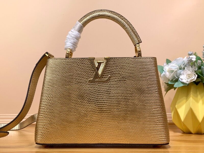 TÚI LV LOUIS VUITTON CAPUCINES BB SIÊU CẤP VÀNG BÓNG