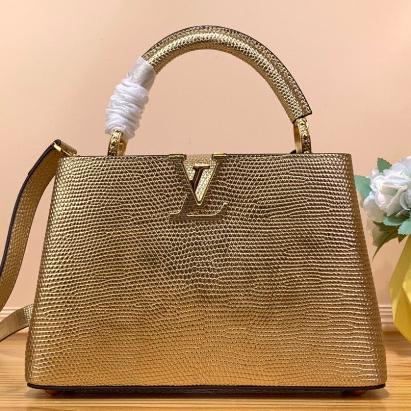 TÚI LV LOUIS VUITTON CAPUCINES BB SIÊU CẤP VÀNG BÓNG