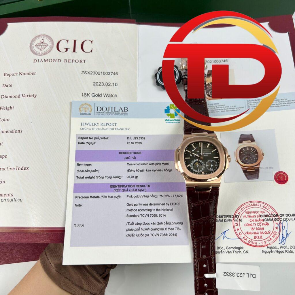 PATEK PHILIPPE NAUTILUS 5712R BỌC VÀNG HỒNG MẶT SỐ ĐEN ZF FACTORY