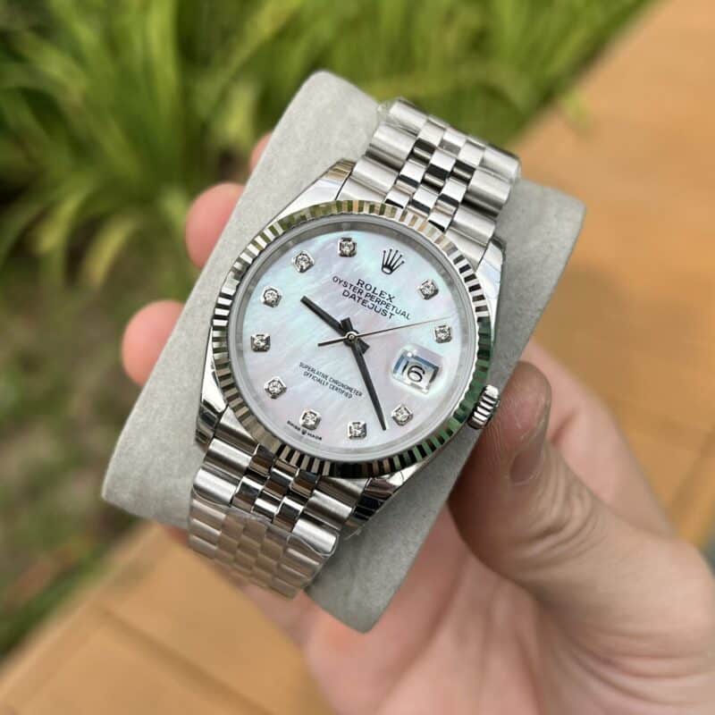 ĐỒNG HỒ ROLEX DATEJUST 126234 MẶT XÀ CỪ TRẮNG FAKE CAO CẤP EW 36MM