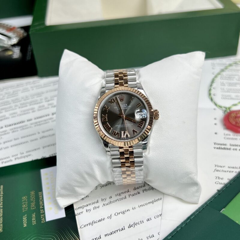 ĐỒNG HỒ ROLEX DATEJUST NỮ MẶT SỐ XÁM CỌC SỐ LA MÃ REP 1:1 EW 31MM