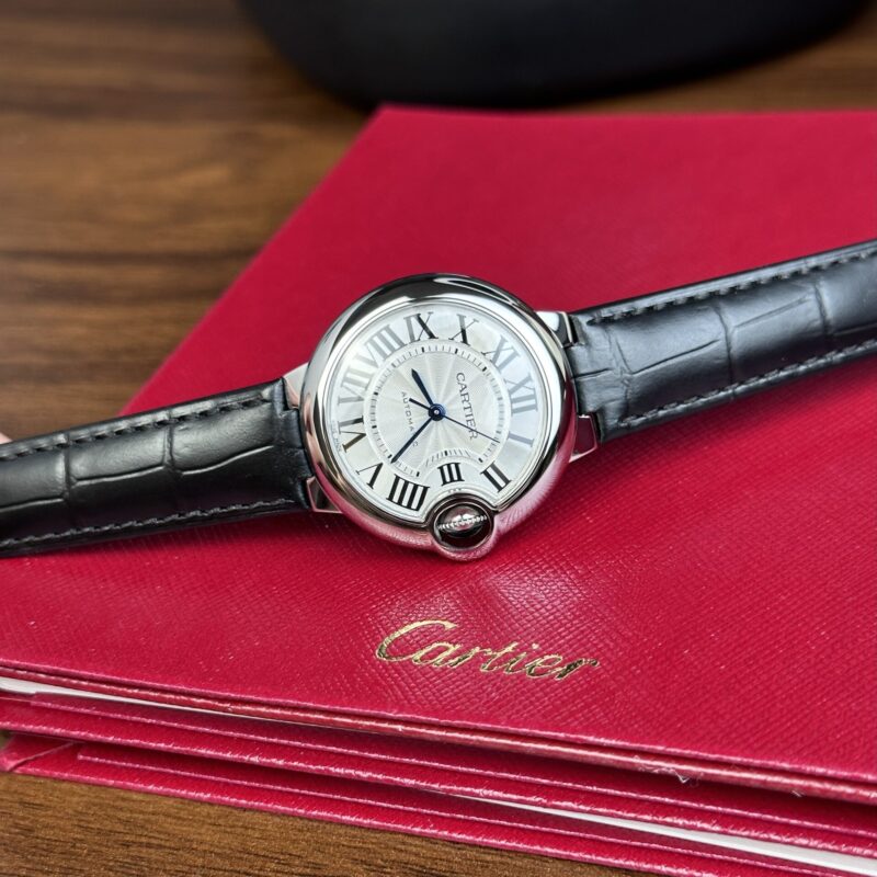 ĐỒNG HỒ NỮ CARTIER BALLON BLEU DÂY DA ĐEN FAKE 1:1 THỤY SỸ 33MM