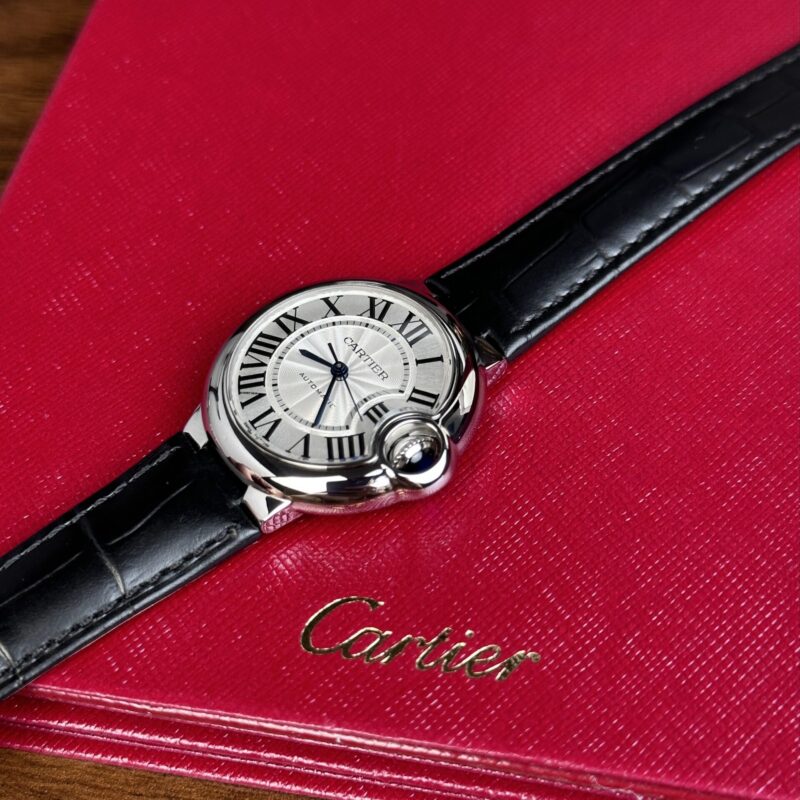 ĐỒNG HỒ NỮ CARTIER BALLON BLEU DÂY DA ĐEN FAKE 1:1 THỤY SỸ 33MM