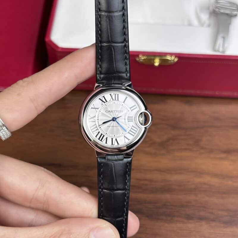 ĐỒNG HỒ NỮ CARTIER BALLON BLEU DÂY DA ĐEN FAKE 1:1 THỤY SỸ 33MM