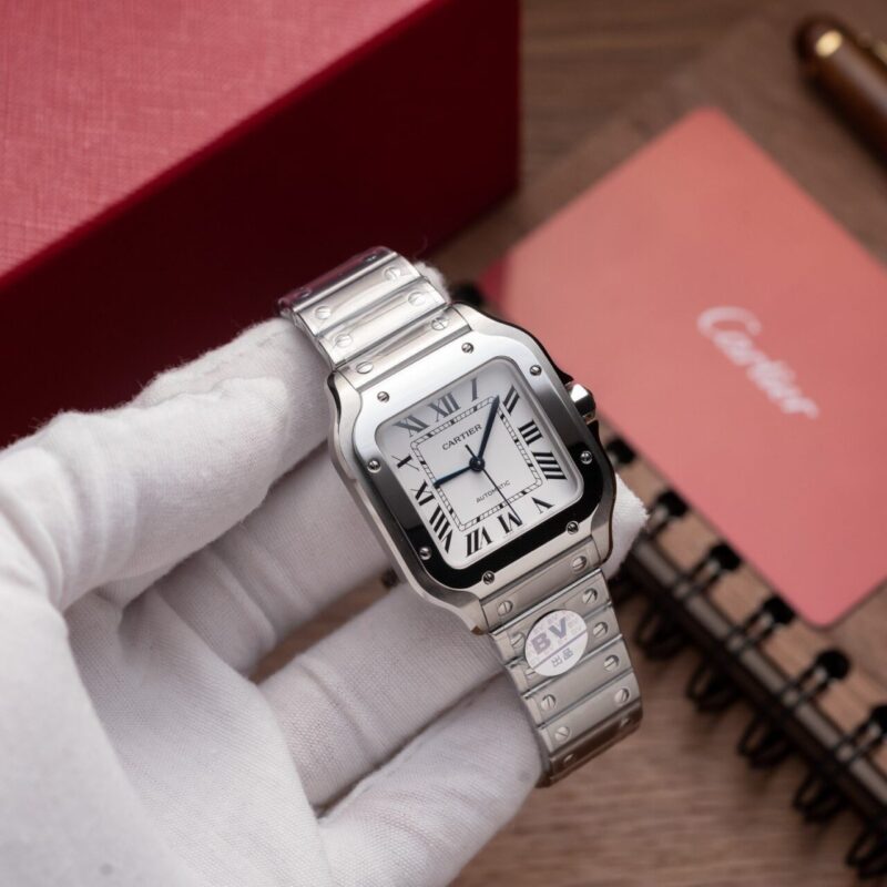 ĐỒNG HỒ CARTIER SANTOS NỮ MẶT VUÔNG MÀU TRẮNG REP 1:1