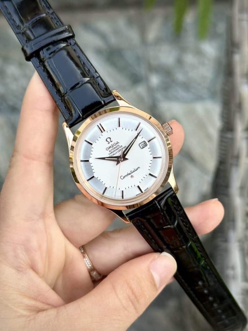 ĐỒNG HỒ OMEGA NAM DÂY DA ĐEN FAKE 1:1 MÁY NHẬT CAO CẤP