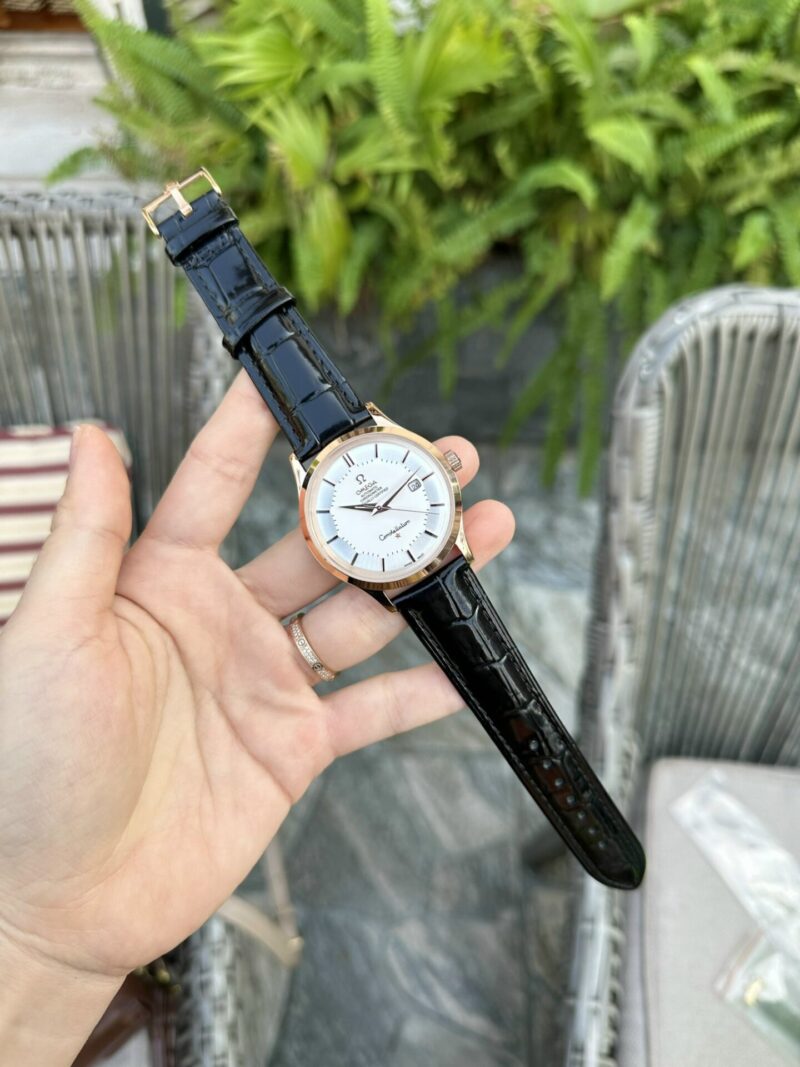ĐỒNG HỒ OMEGA NAM DÂY DA ĐEN FAKE 1:1 MÁY NHẬT CAO CẤP