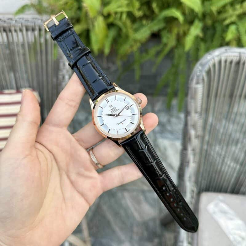 ĐỒNG HỒ OMEGA NAM DÂY DA ĐEN FAKE 1:1 MÁY NHẬT CAO CẤP