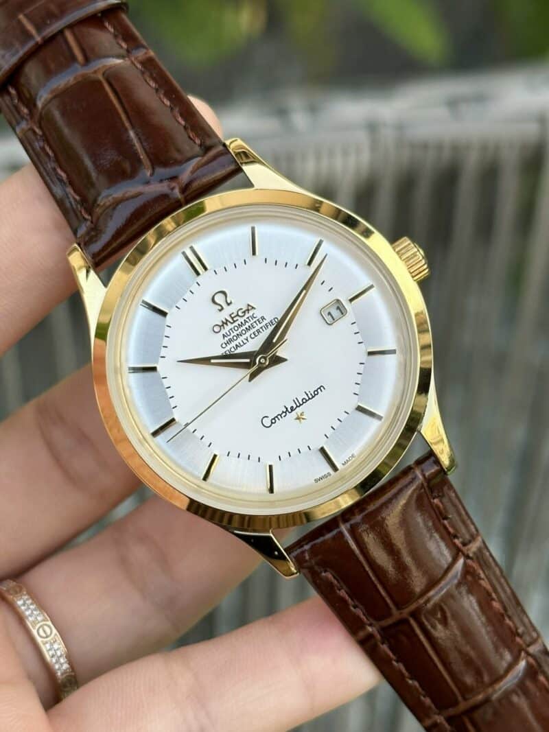 ĐỒNG HỒ OMEGA NAM CONSTELLATION MẶT TRẮNG FAKE 1:1 MÁY NHẬT CAO CẤP