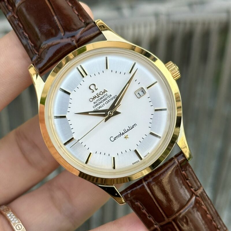 ĐỒNG HỒ OMEGA NAM CONSTELLATION MẶT TRẮNG FAKE 1:1 MÁY NHẬT CAO CẤP