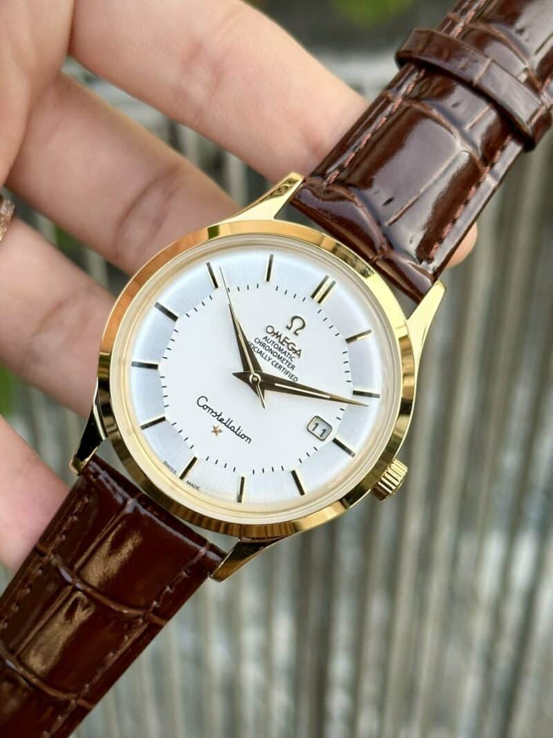 ĐỒNG HỒ OMEGA NAM CONSTELLATION MẶT TRẮNG FAKE 1:1 MÁY NHẬT CAO CẤP