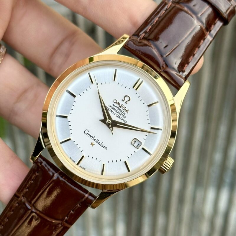ĐỒNG HỒ OMEGA NAM CONSTELLATION MẶT TRẮNG FAKE 1:1 MÁY NHẬT CAO CẤP