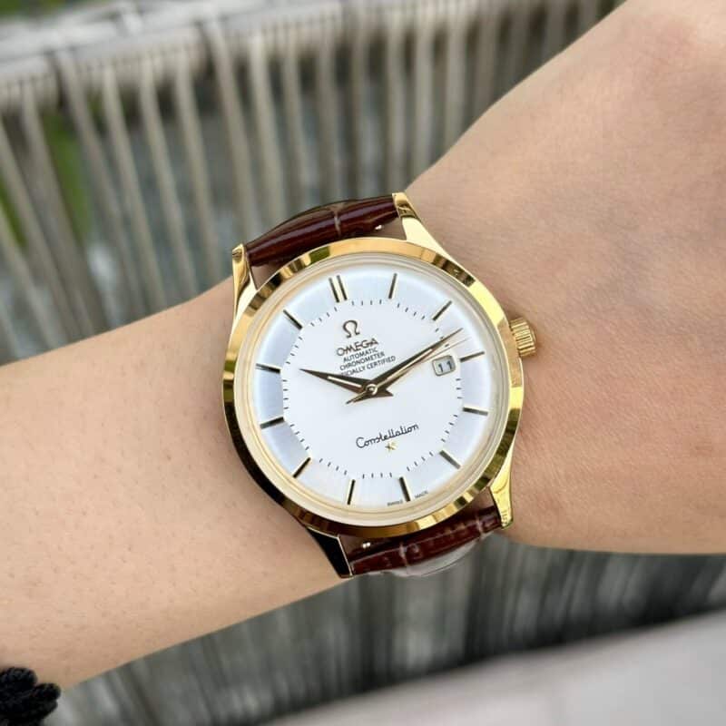 ĐỒNG HỒ OMEGA NAM CONSTELLATION MẶT TRẮNG FAKE 1:1 MÁY NHẬT CAO CẤP