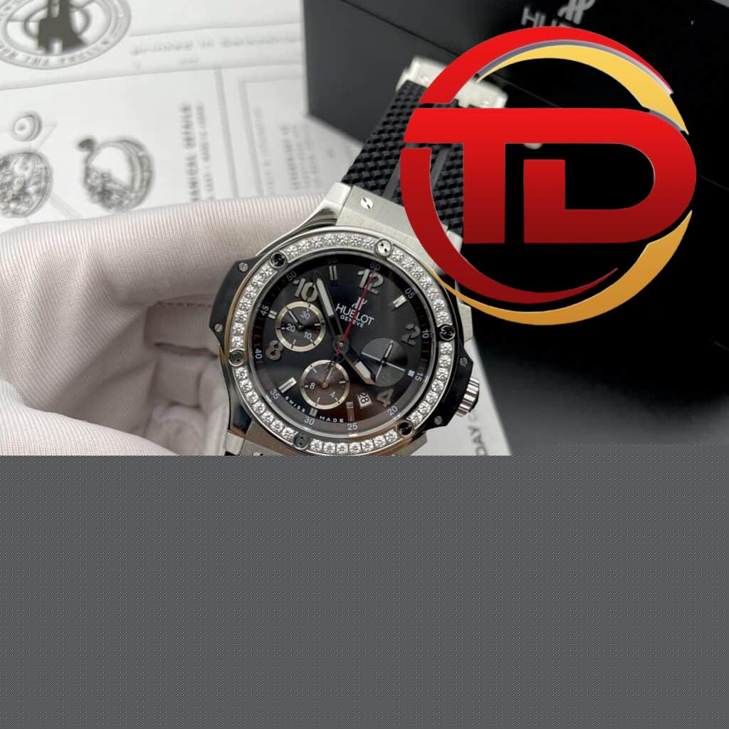 ĐỒNG HỒ HUBLOT BIG BANG MÀU ĐEN VIỀN ĐÁ REPLICA 1:1 HB FACTORY