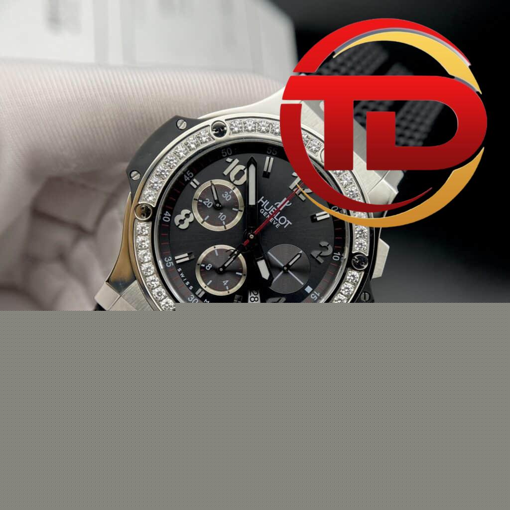ĐỒNG HỒ HUBLOT BIG BANG MÀU ĐEN VIỀN ĐÁ REPLICA 1:1 HB FACTORY