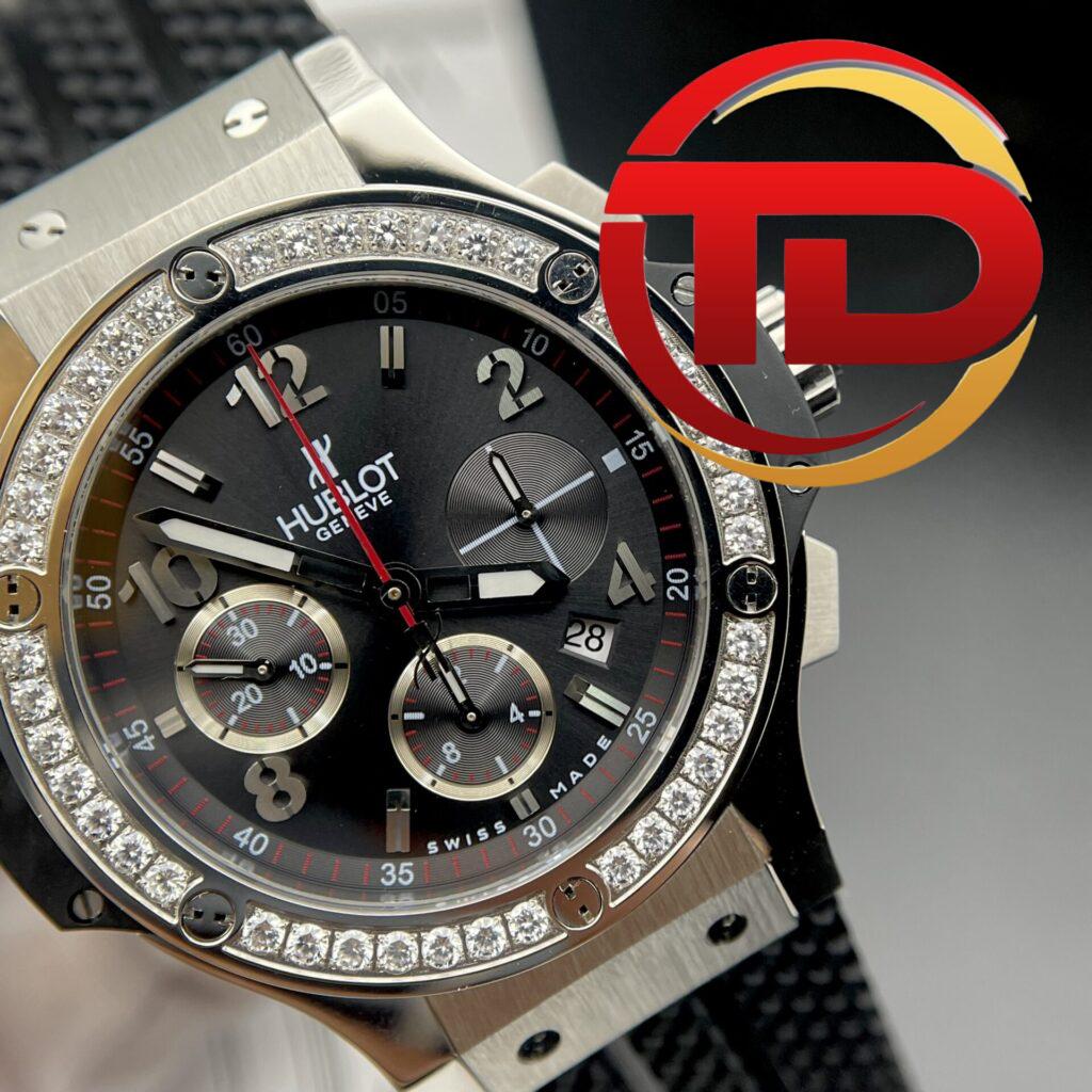 ĐỒNG HỒ HUBLOT BIG BANG MÀU ĐEN VIỀN ĐÁ REPLICA 1:1 HB FACTORY