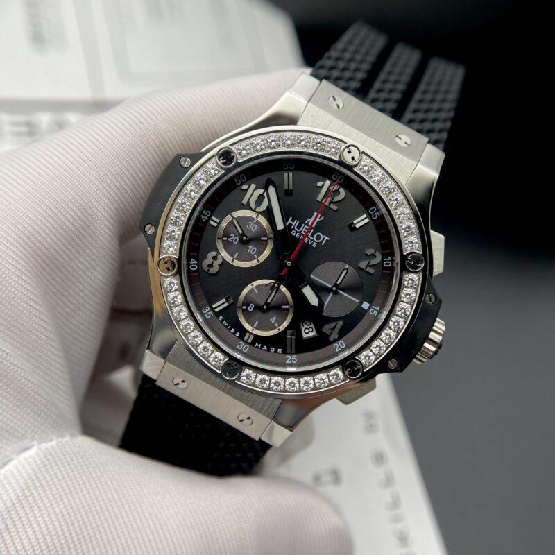 ĐỒNG HỒ HUBLOT BIG BANG MÀU ĐEN VIỀN ĐÁ REPLICA 1:1 HB FACTORY