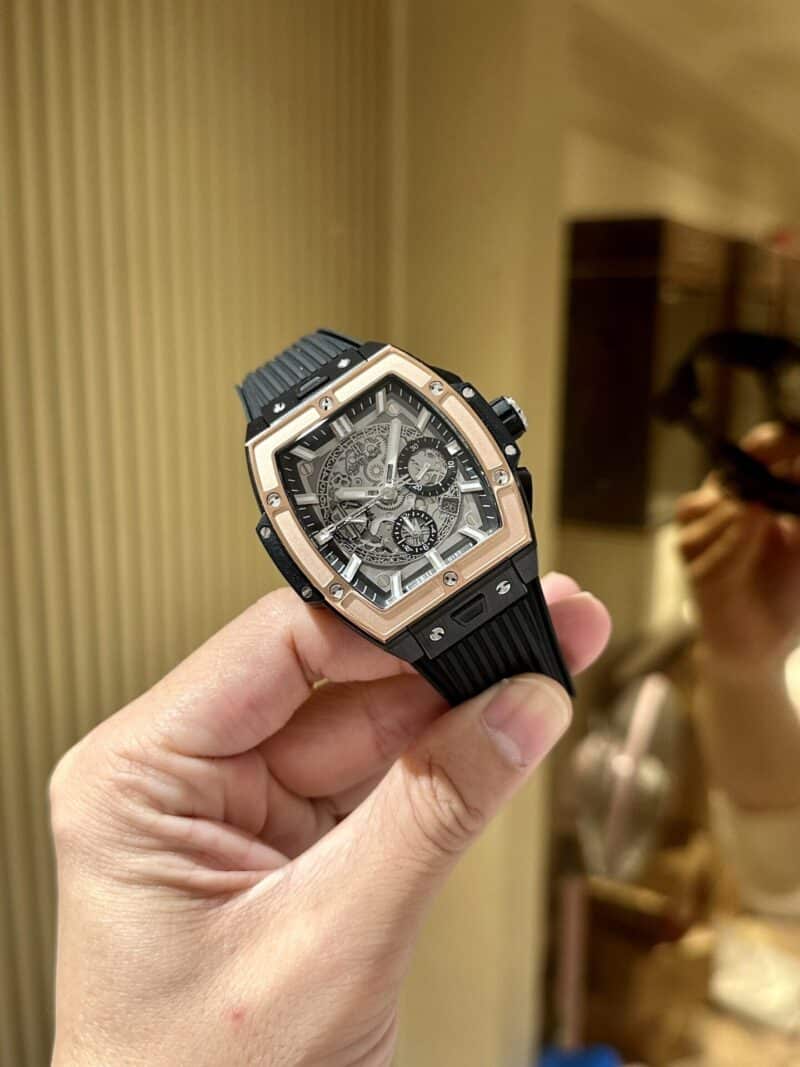ĐỒNG HỒ HUBLOT SPIRIT OF BIG BANG MÀU ĐEN VIỀN KING GOLD REP 1:1 MS FACTORY