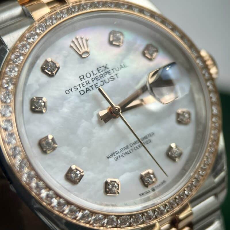 ĐỒNG HỒ ROLEX DATEJUST 126281 MẶT XÀ CỪ NIỀNG ĐÁ REP 1:1 EW FACTORY
