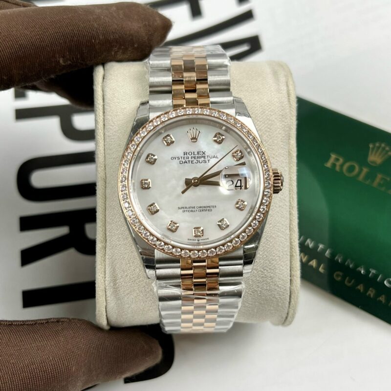 ĐỒNG HỒ ROLEX DATEJUST 126281 MẶT XÀ CỪ NIỀNG ĐÁ REP 1:1 EW FACTORY