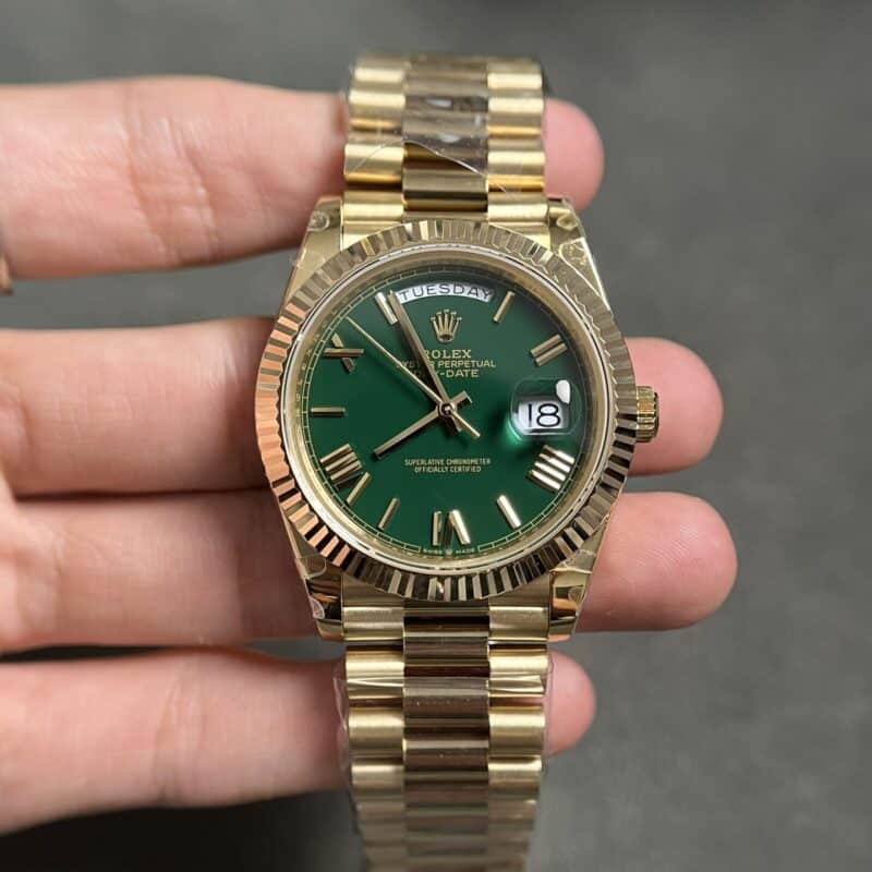 ĐỒNG HỒ ROLEX DAY-DATE GREEN DIAL SUPER FAKE 1:1 GM FACTORY