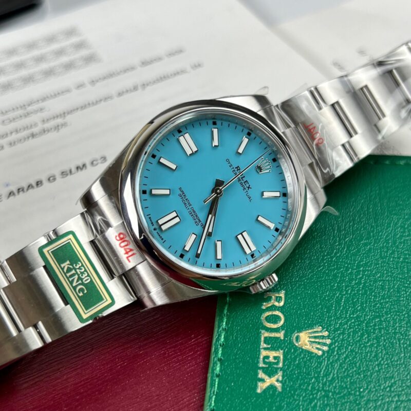 ĐỒNG HỒ ROLEX OYSTER PERPETUAL 124300 MẶT SỐ XANH BĂNG REP 1:1 KING FACTORY