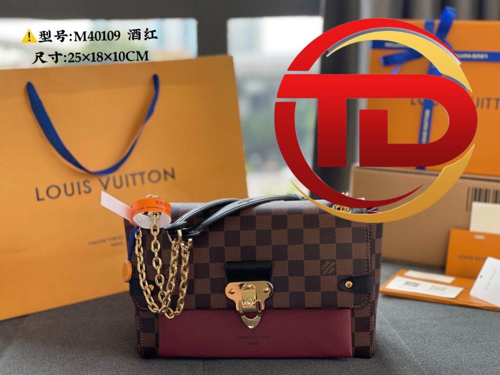 TÚI LV LOUIS VUITTON VAVIN PM DAMIER EBENE RED REPLICA