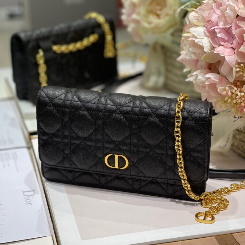 TÚI DIOR CARO BELT POUCH WITH CHAIN LATTE SUPPLE CANNAGE SIÊU CẤP