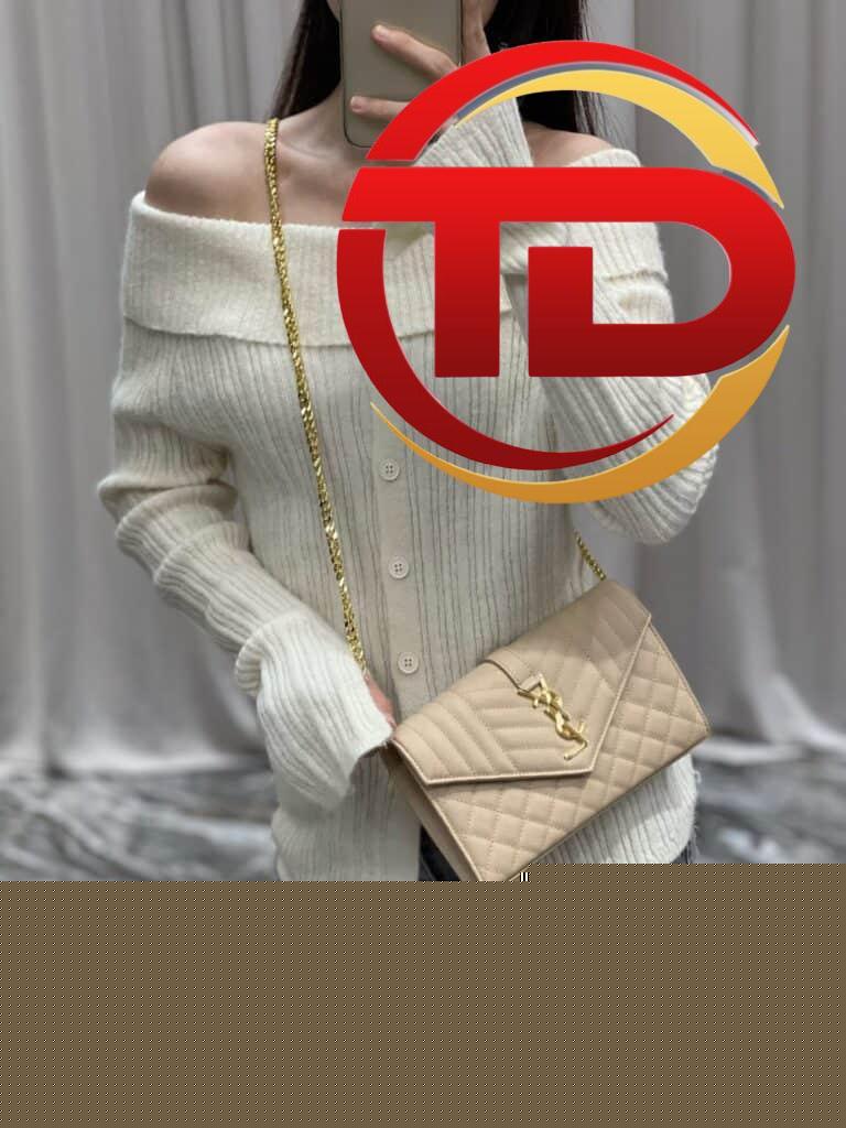 TÚI YSL SAINT LAURENT ENVELOPE CHAIN CROSSBODY BAG MÀU NÂU LIKE AUTH