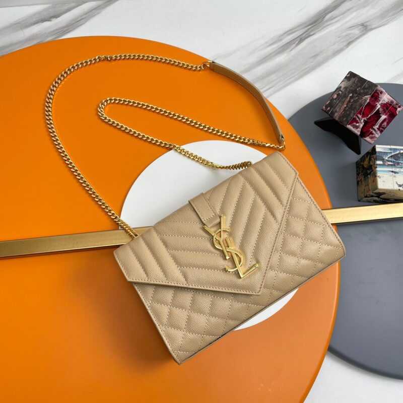 TÚI YSL SAINT LAURENT ENVELOPE CHAIN CROSSBODY BAG MÀU NÂU LIKE AUTH