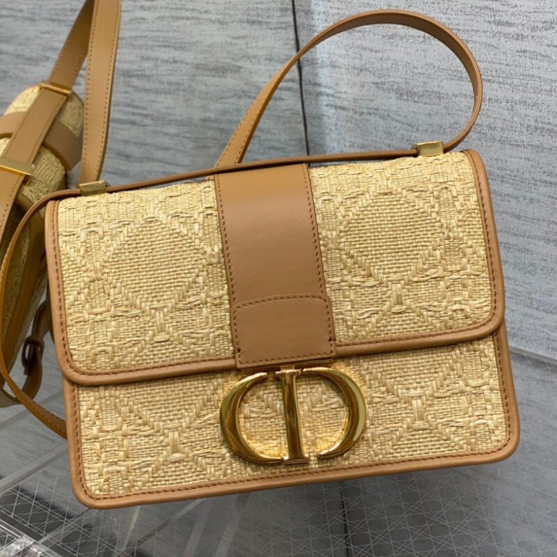 TÚI DIOR 30 MONTAIGNE BAG NATURAL CANNAGE RAFFIA SIÊU CẤP