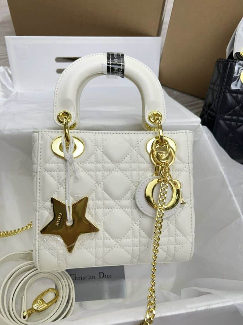 TÚI XÁCH LADY DIOR MINI SIZE NGUYÊN BẢN TAG VÀNG