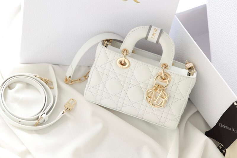 TÚI XÁCH DIOR LADY D-JOY MINI SIZE SUPER BAG DA LÌ TAG VÀNG