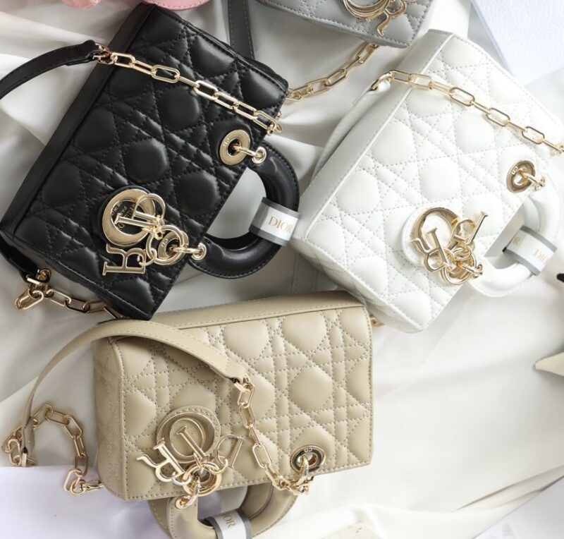 TÚI XÁCH DIOR LADY D-JOY MINI SIZE SUPER BAG DA LÌ TAG VÀNG