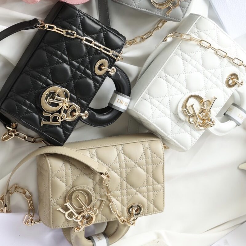 TÚI XÁCH DIOR LADY D-JOY MINI SIZE SUPER BAG DA LÌ TAG VÀNG
