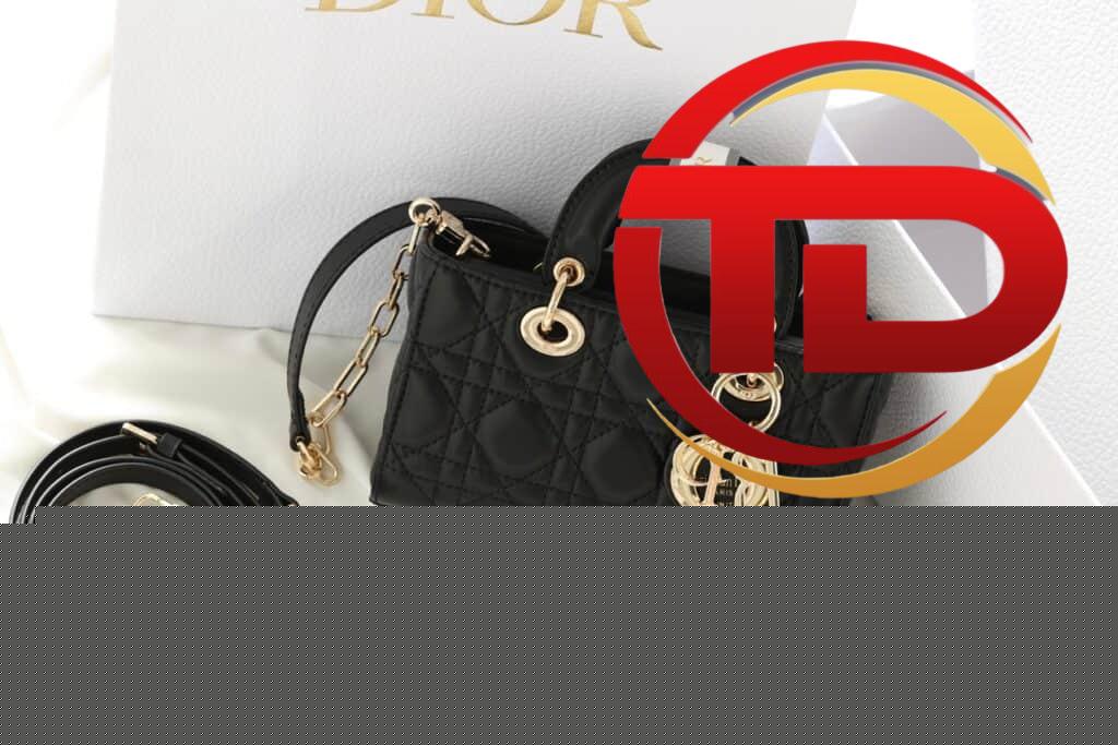 TÚI XÁCH DIOR LADY D-JOY MINI SIZE SUPER BAG DA LÌ TAG VÀNG