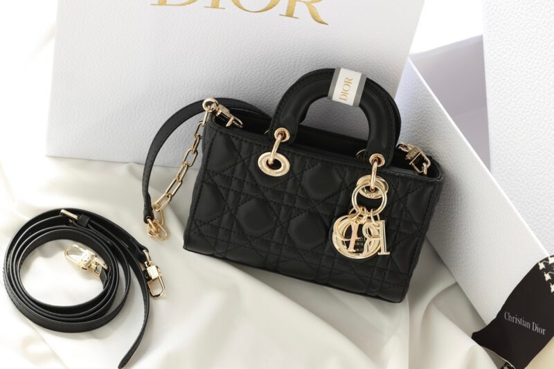 TÚI XÁCH DIOR LADY D-JOY MINI SIZE SUPER BAG DA LÌ TAG VÀNG