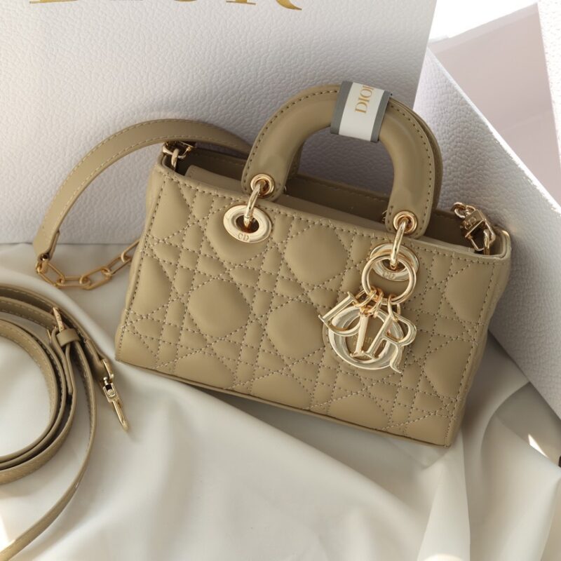 TÚI XÁCH DIOR LADY D-JOY MINI SIZE SUPER BAG DA LÌ TAG VÀNG