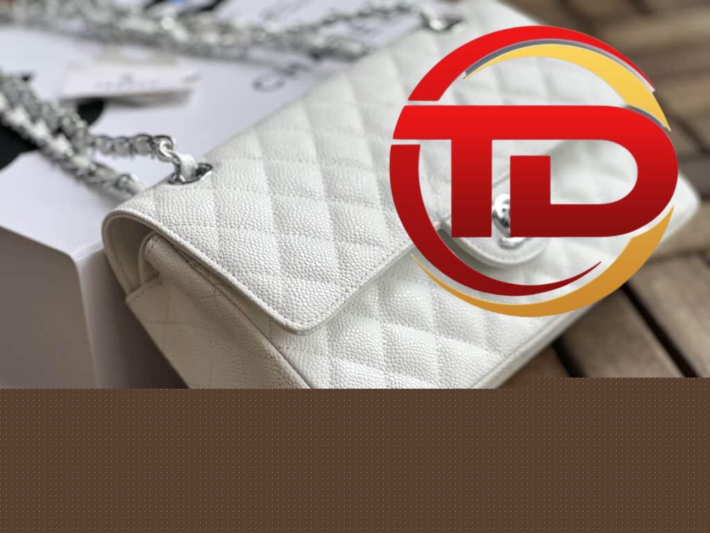 TÚI CHANEL CLASSIC FLAP BAG MEDIUM SLIVER NGUYÊN BẢN DA CAVIAR MÀU TRẮNG