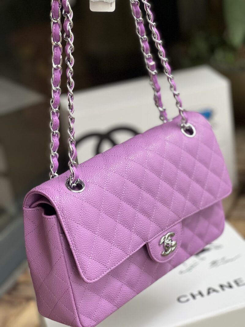 TÚI CHANEL CLASSIC FLAP BAG MEDIUM SLIVER NGUYÊN BẢN DA CAVIAR MÀU TÍM