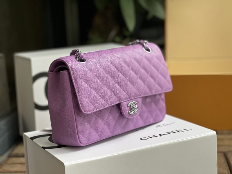 TÚI CHANEL CLASSIC FLAP BAG MEDIUM SLIVER NGUYÊN BẢN DA CAVIAR MÀU TÍM